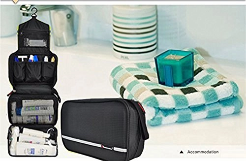 Relavel Travel Toiletry Bag Business Toiletries Bag for Men Shaving Kit Waterproof Compact Hanging Travel Cosmetic Pouch Case for Women Black