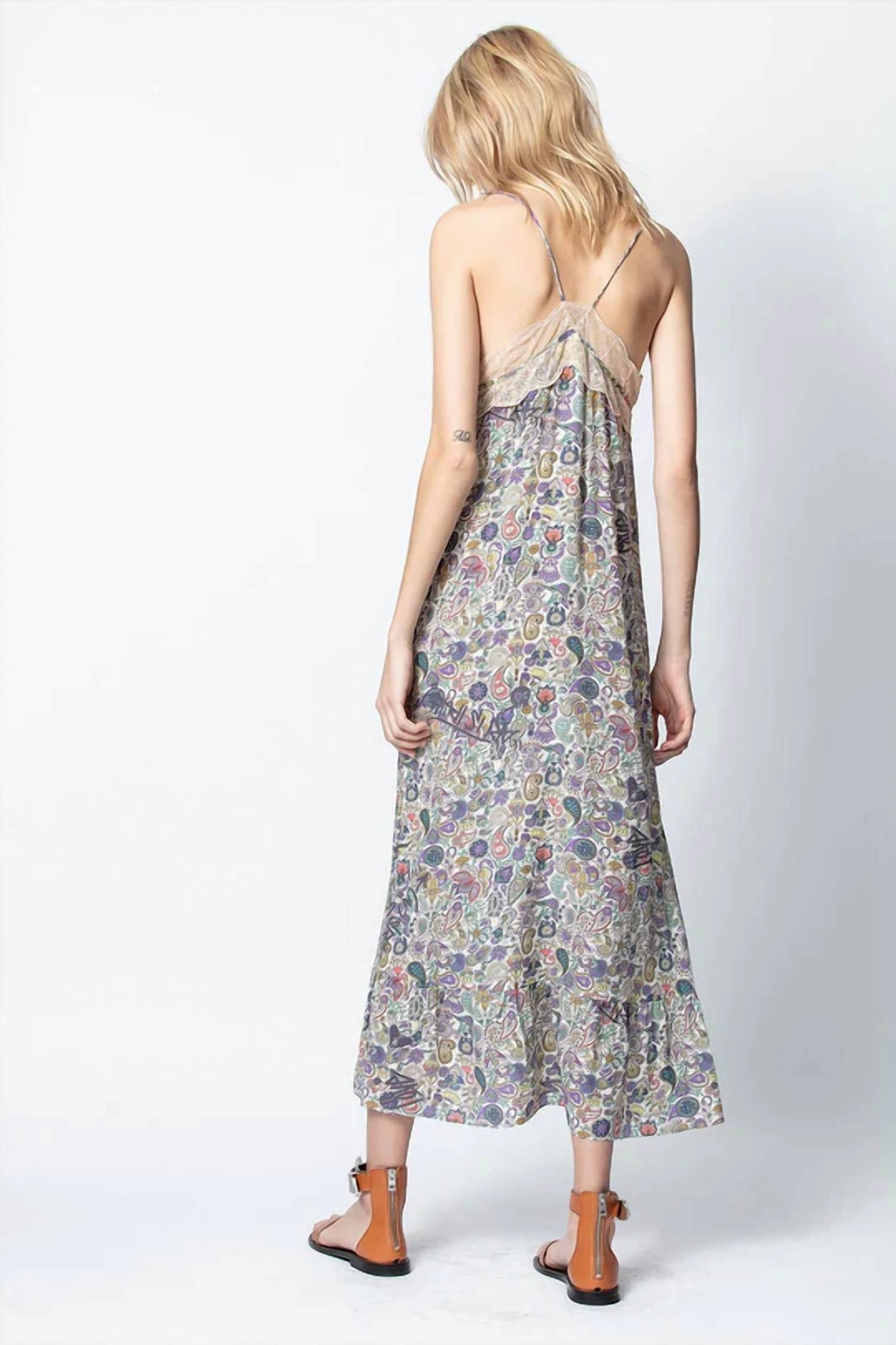 Revel Print Mandala Maxi Dress In Ecru