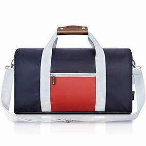REYLEO Sports Gym Bag Small Travel Duffel Bag Water Resistant Bags with Leather Handle Color Blocking Design for Men Women RT02
