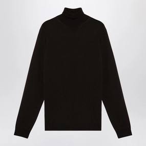 Roberto Collina Men's Ebony Merino Wool Turtleneck Sweater winter sweaters outlet