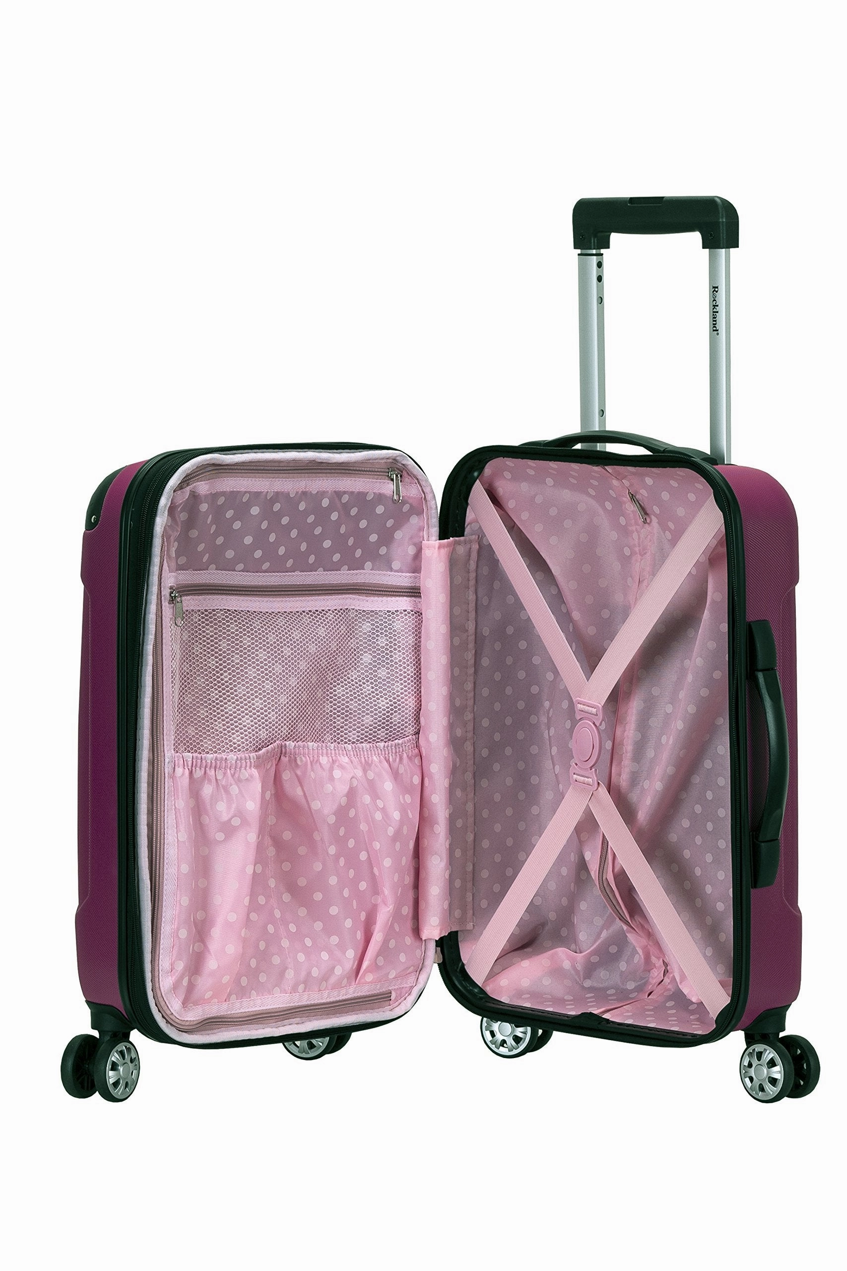 Rockland 20" Expandable Carry On, Spinner Luggage, Magenta