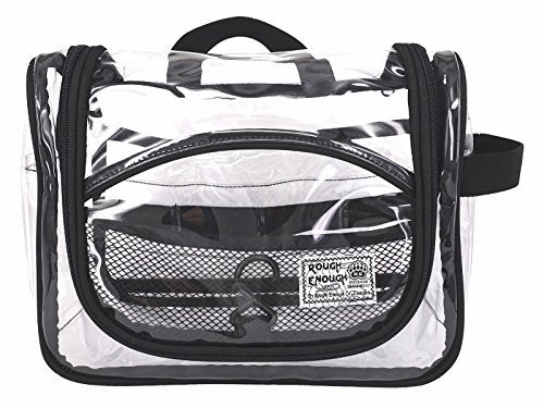 Rough Enough Vinyl Zippered Luggage Toiletry Carry Pouch Travel Cosmetic Makeup Bag Clear Bag