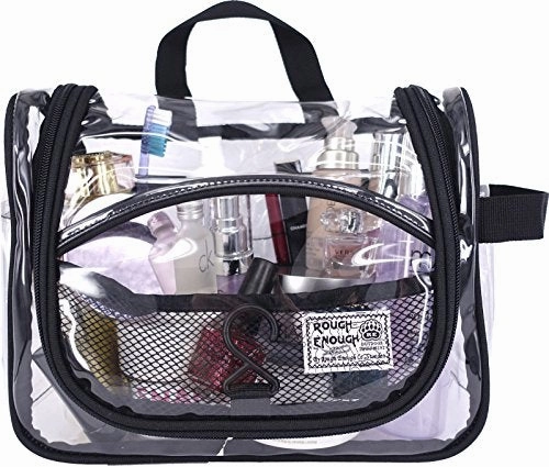 Rough Enough Vinyl Zippered Luggage Toiletry Carry Pouch Travel Cosmetic Makeup Bag Clear Bag