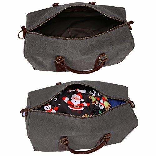 S-Zone Canvas Pu Leather Trim Travel Duffel Shoulder Handbag Weekender Carry On Luggage With Shoe