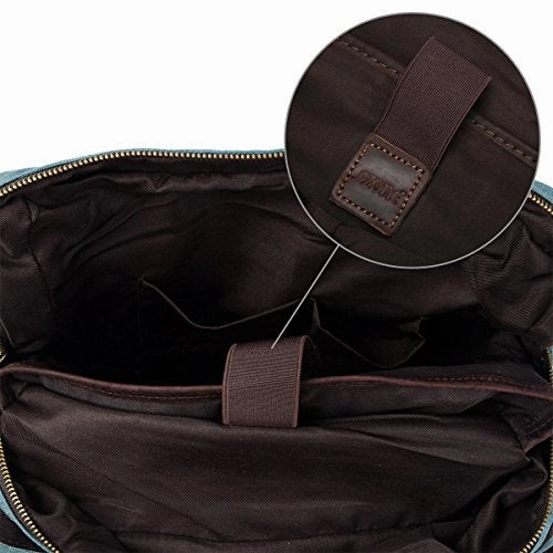 S-Zone Retro Canvas Leather School Travel Backpack Rucksack 15.6-Inch Laptop Bag