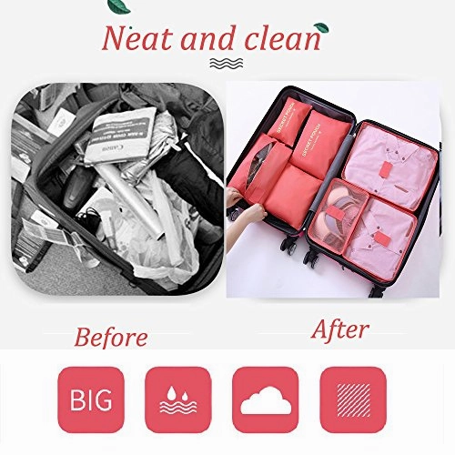 Sackorange 7 Set Travel Storage Bags Packing cubes Multi-functional Clothing Sorting Packages,Travel Packing Pouches,Luggage Organizer (Black)