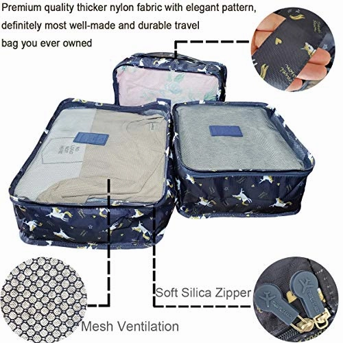 Sackorange 7 Set Travel Storage Bags Packing cubes Multi-functional Clothing Sorting Packages,Travel Packing Pouches,Luggage Organizer (Horse)