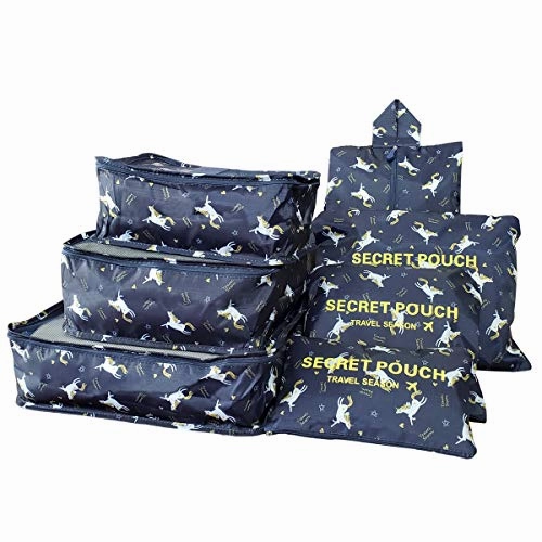 Sackorange 7 Set Travel Storage Bags Packing cubes Multi-functional Clothing Sorting Packages,Travel Packing Pouches,Luggage Organizer (Horse)