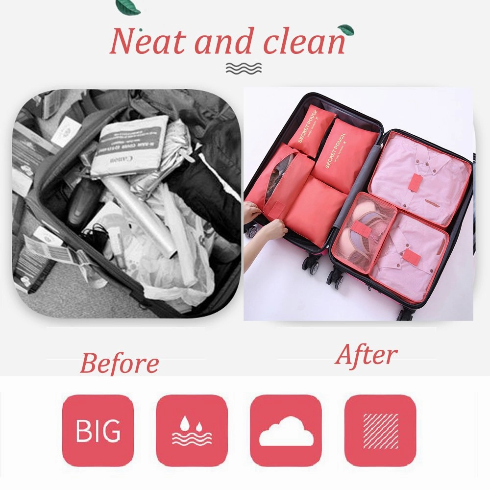 Sackorange 7 Set Travel Storage Bags Packing cubes Multi-functional Clothing Sorting Packages,Travel Packing Pouches,Luggage Organizer (Wine red)
