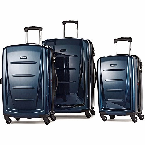Samsonite 56847-1277 Winfield 2 Fashion Hardside 3 Piece Spinner Set - Deep Blue Bundle w/Luggage Accessory Kit (10 Item)