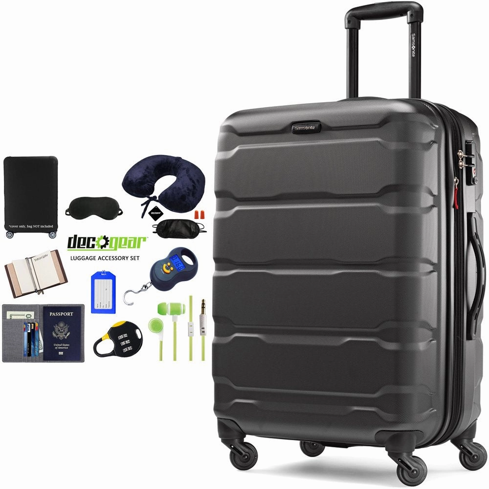 Samsonite Omni Hardside Luggage 28" Spinner Black (68310-1041) with Deco Gear Ultimate 10pc Luggage Accessory Kit