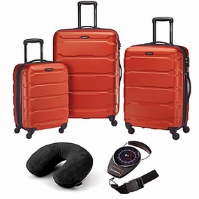 Samsonite Omni Hardside Luggage Nested Spinner Set - Burnt Orange W/Travel Kit
