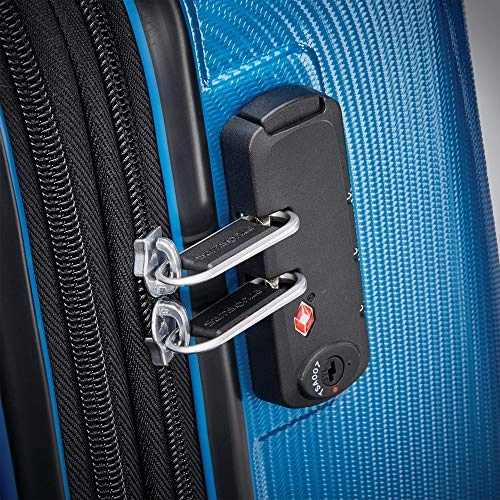 Samsonite Winfield 3 DLX Spinner 56/20 Carry-On, Blue (120752-1112) with Deco Gear 10 Piece Luggage Accessory Ultimate Travel Bundle