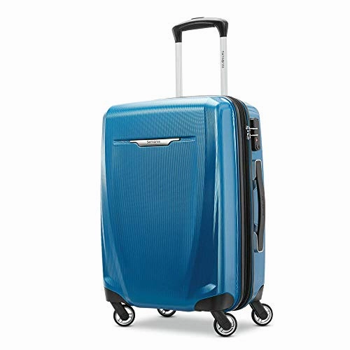 Samsonite Winfield 3 DLX Spinner 56/20 Carry-On, Blue (120752-1112) with Deco Gear 10 Piece Luggage Accessory Ultimate Travel Bundle