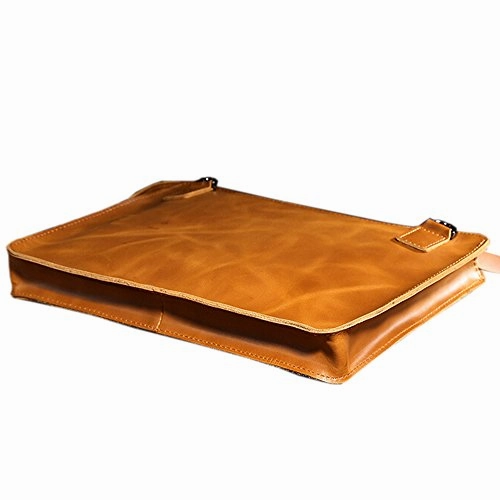 Sealinf Mens Leather Handbag Zipper Briefcase Shoulder Crossbody Messenger Bag (Light Brown)