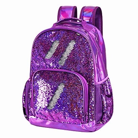 Sequin School Backpack for Girls Kids Cute Elementary Book Bag Teen Glitter Flip Sparkly Holographic Purple Back Pack