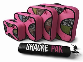 Shacke Pak - 4 Set Packing Cubes - Travel Organizers with Laundry Bag (Precious Pink)