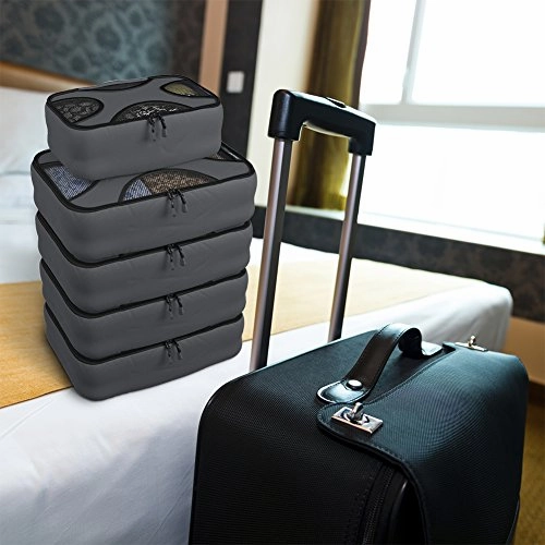Shacke Pak - 5 Set Packing Cubes - Medium/Small  Luggage Packing Travel Organizers (Dark Grey)