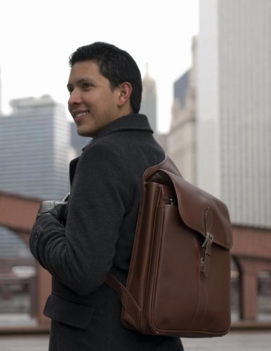 Siamod Sabotino 25414 Cognac Leather Vertical Messenger Bag