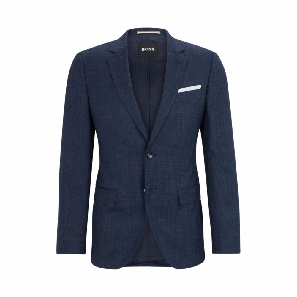 Slim-fit jacket in virgin wool and linen