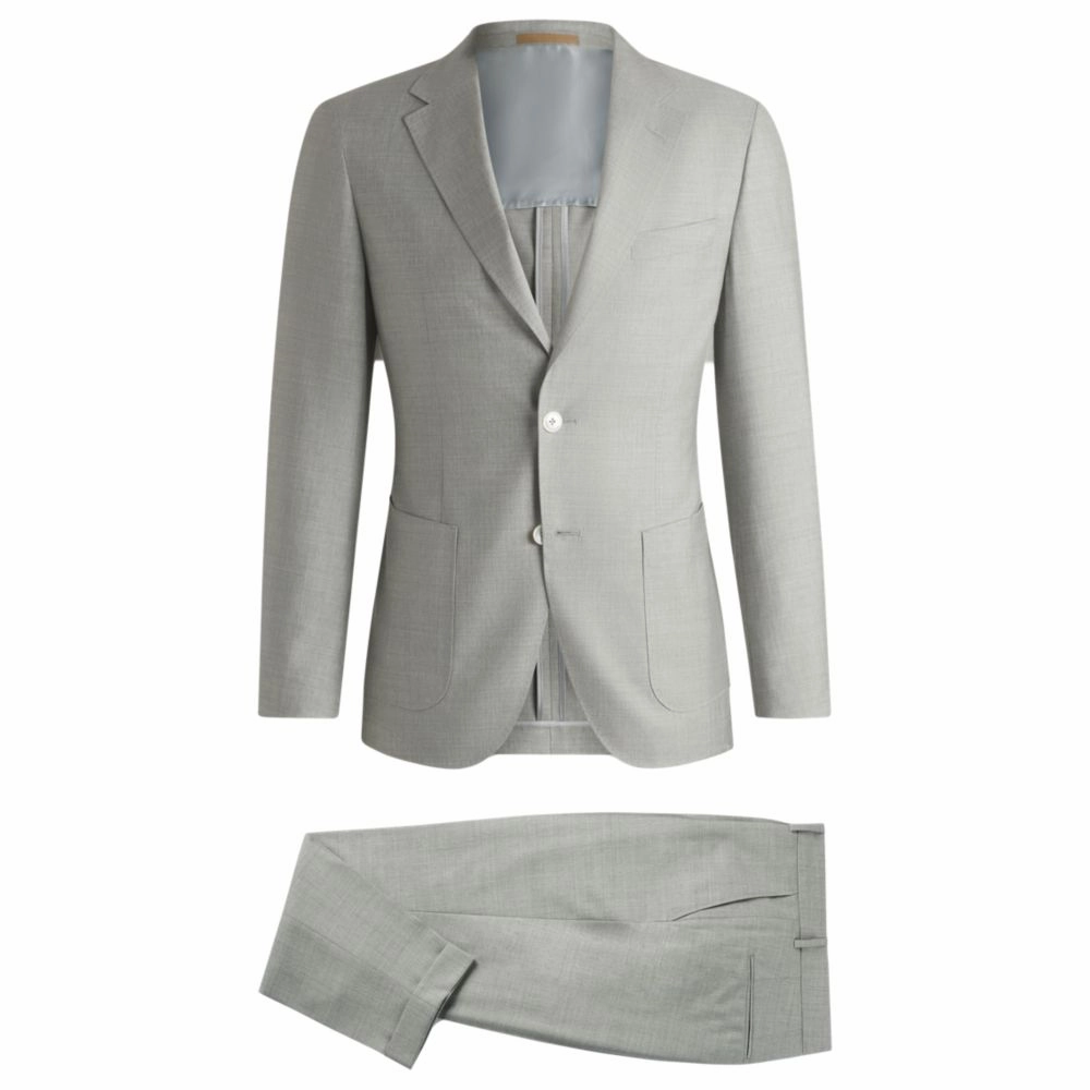 Slim-fit suit in micro-patterned wool and silk