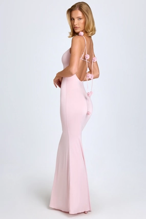 Slinky Jersey Floral-Appliqu?Gown in Blush Dresses best price