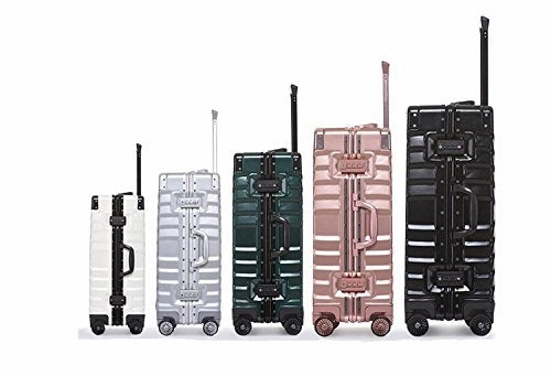 Sondre X Luggage Rolling Wheels Old Fashion Trunk Suitcase PC ABS Spinner Hardshell Carry On with TSA Lock 20" 24" 26" 29"(White)