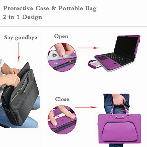 Spin 7 Case,2 in 1 Accurately Designed Protective PU Leather Cover   Portable Carrying Bag for 14" Acer Spin 7 SP714-51 Series Laptop,Purple
