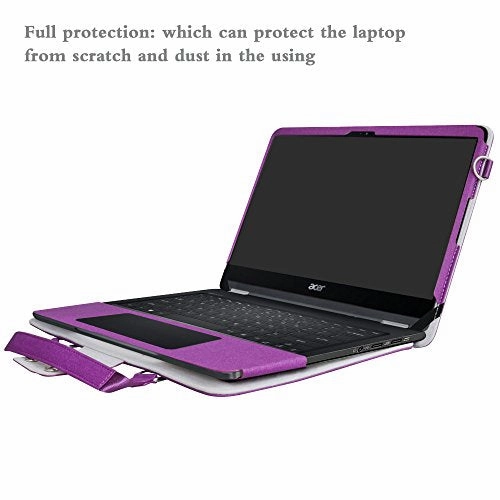 Spin 7 Case,2 in 1 Accurately Designed Protective PU Leather Cover   Portable Carrying Bag for 14" Acer Spin 7 SP714-51 Series Laptop,Purple