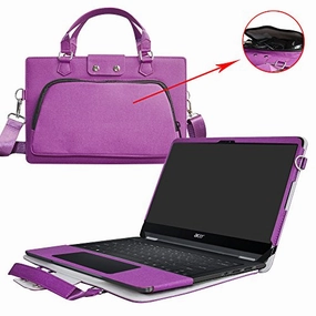 Spin 7 Case,2 in 1 Accurately Designed Protective PU Leather Cover   Portable Carrying Bag for 14" Acer Spin 7 SP714-51 Series Laptop,Purple