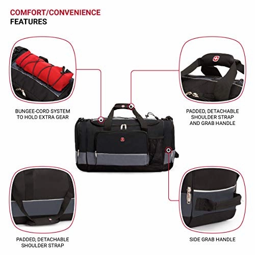 SwissGear 20" Duffel Bag | Gym Bag | Travel Duffle Bags | Men's and Women's - Grey/Black