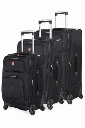 SWISSGEAR 6283 Amazon Exclusive Premium 3pc Spinner Luggage Set with Dopp Kit Bundle Black