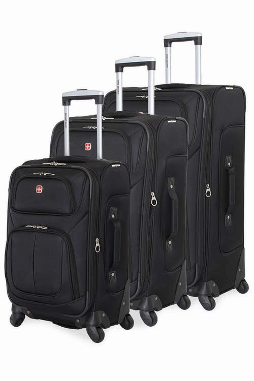 SWISSGEAR 6283 Amazon Exclusive Premium 3pc Spinner Luggage Set with Dopp Kit Bundle Black