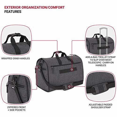 SwissGear Full-Sized Folding Garment Duffel Bag, Heather Grey, Hanging (23-Inch)
