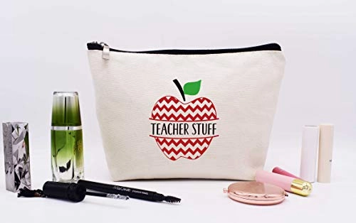 Teacher Stuff Apple Makeup Bag Cosmetic Bag Travel Pouch Gift  Appreciation Gifts for Teachers - Birthday Christmas Back To School Gift For Teacher
