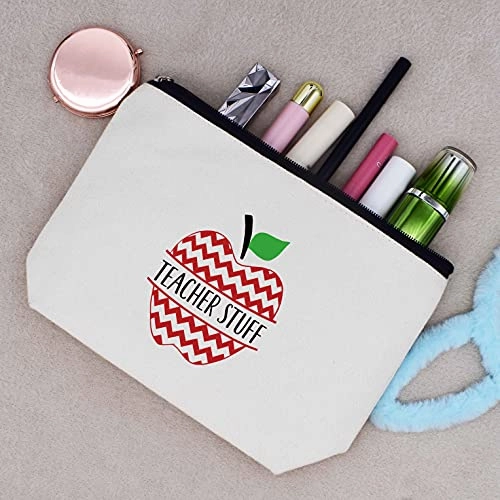 Teacher Stuff Apple Makeup Bag Cosmetic Bag Travel Pouch Gift  Appreciation Gifts for Teachers - Birthday Christmas Back To School Gift For Teacher