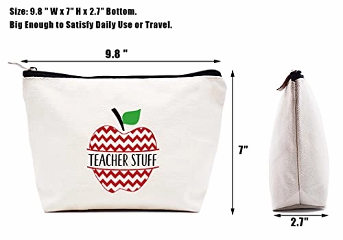 Teacher Stuff Apple Makeup Bag Cosmetic Bag Travel Pouch Gift  Appreciation Gifts for Teachers - Birthday Christmas Back To School Gift For Teacher