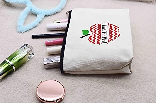 Teacher Stuff Apple Makeup Bag Cosmetic Bag Travel Pouch Gift  Appreciation Gifts for Teachers - Birthday Christmas Back To School Gift For Teacher