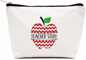 Teacher Stuff Apple Makeup Bag Cosmetic Bag Travel Pouch Gift  Appreciation Gifts for Teachers - Birthday Christmas Back To School Gift For Teacher