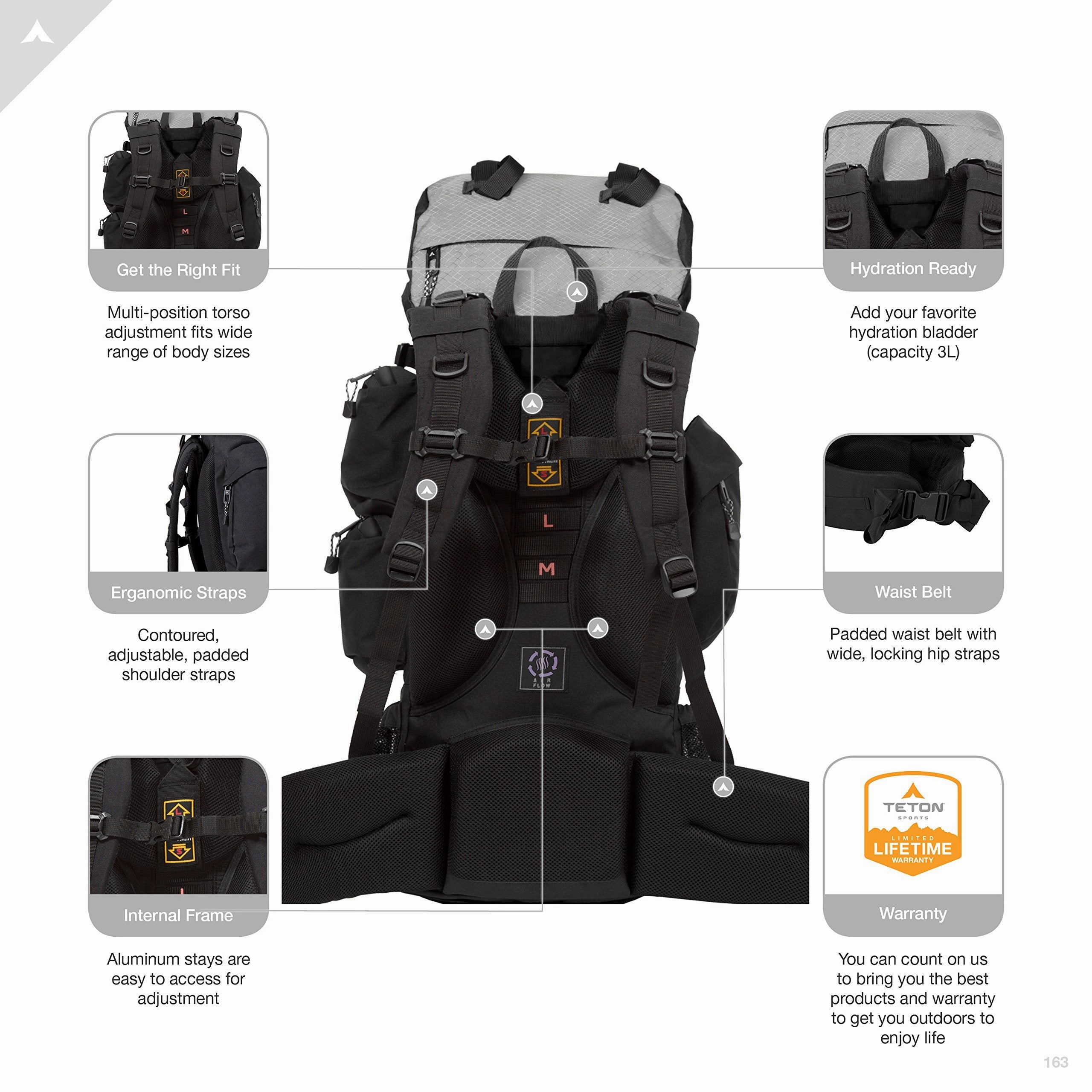 TETON Sports Explorer 4000 Internal Frame Backpack; High-Performance Backpack for Backpacking, Hiking, Camping; Metallic Silver