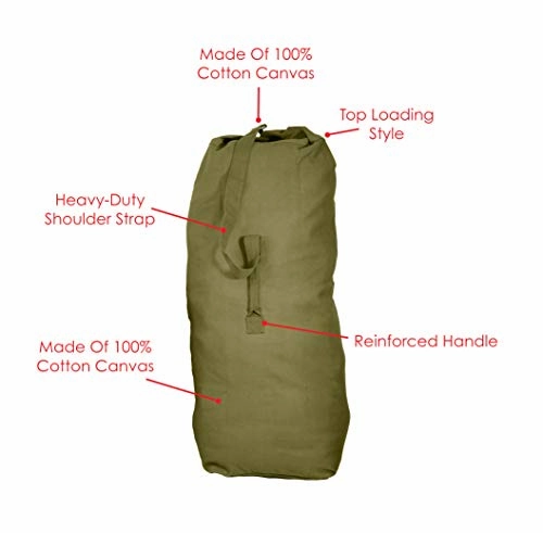 Texsport Top Load Canvas Duffle Duffel Travel Bag, Olive Drab, Giant