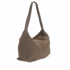THE SAK Women's Sport Crochet Large Duffel Hobo Bag,Taupe
