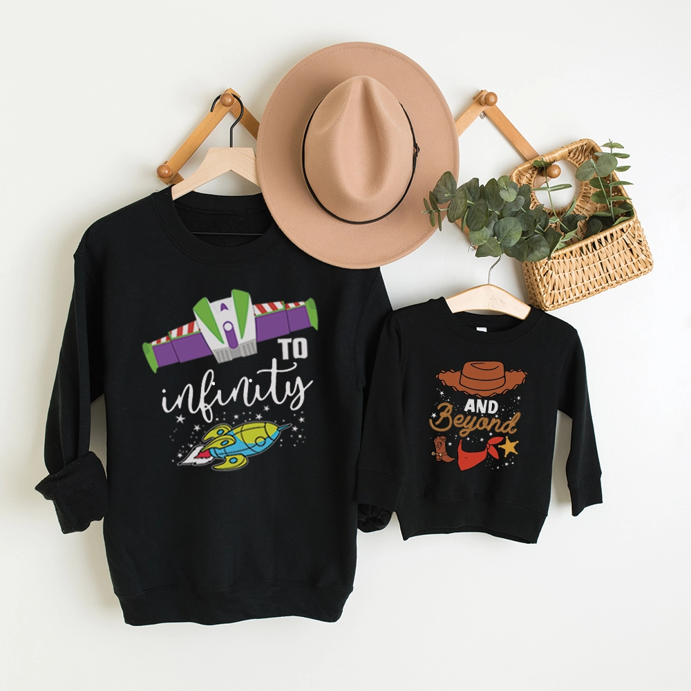 To Infinity & Beyond Matching Black Sweatshirts Holiday Collection - holiday outfits clearance