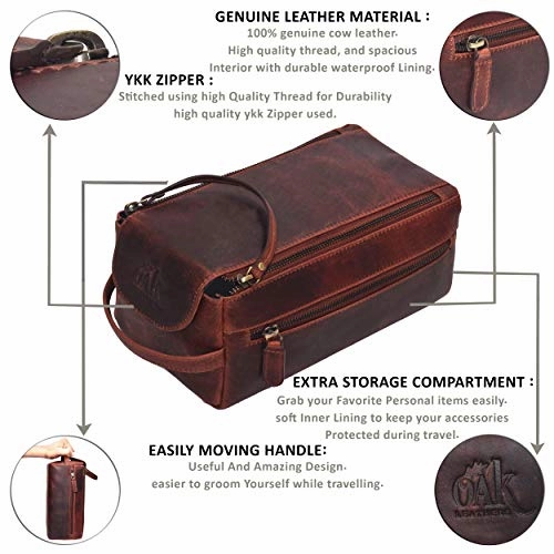 toiletry bag for men - toiletry bag for women leather toiletry bag travel dopp kit Leather dopp men (Brown Crazy Horse)