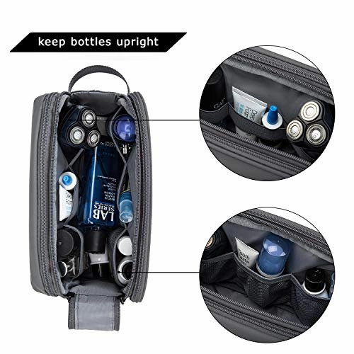 Toiletry Bag for Men, BAGSMART Travel Toiletry Organizer Dopp Kit Water-resistant Shaving Bag for Toiletries Accessories, Grey