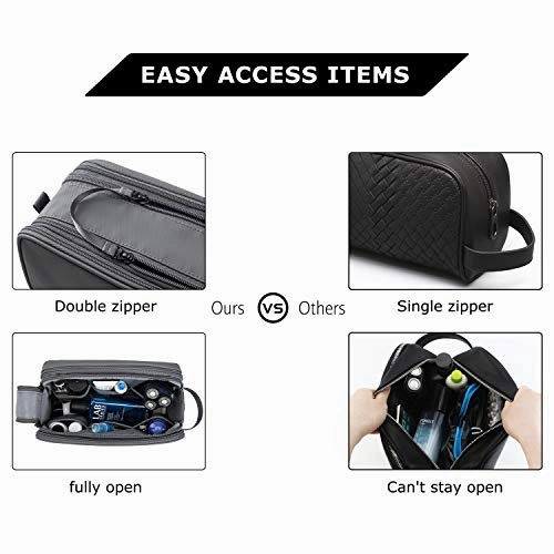Toiletry Bag for Men, BAGSMART Travel Toiletry Organizer Dopp Kit Water-resistant Shaving Bag for Toiletries Accessories, Grey
