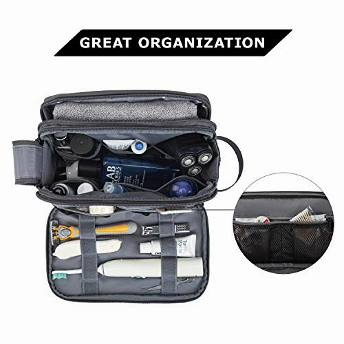 Toiletry Bag for Men, BAGSMART Travel Toiletry Organizer Dopp Kit Water-resistant Shaving Bag for Toiletries Accessories, Grey
