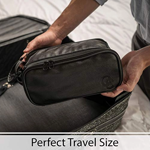 Toiletry Bag for Men or Women - Dopp Kit For Travel. Cruelty Free Toiletries Organizer PU Leather Bags
