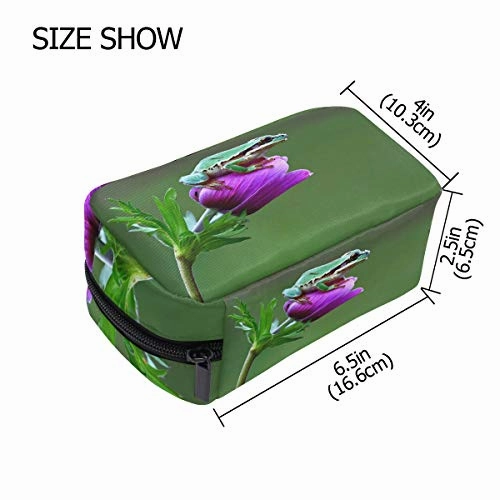 Toiletry Bag Mr Frog Animals Reptiles Bud Flower Womens Beauty Makeup Case Brush Cosmetic Organizer