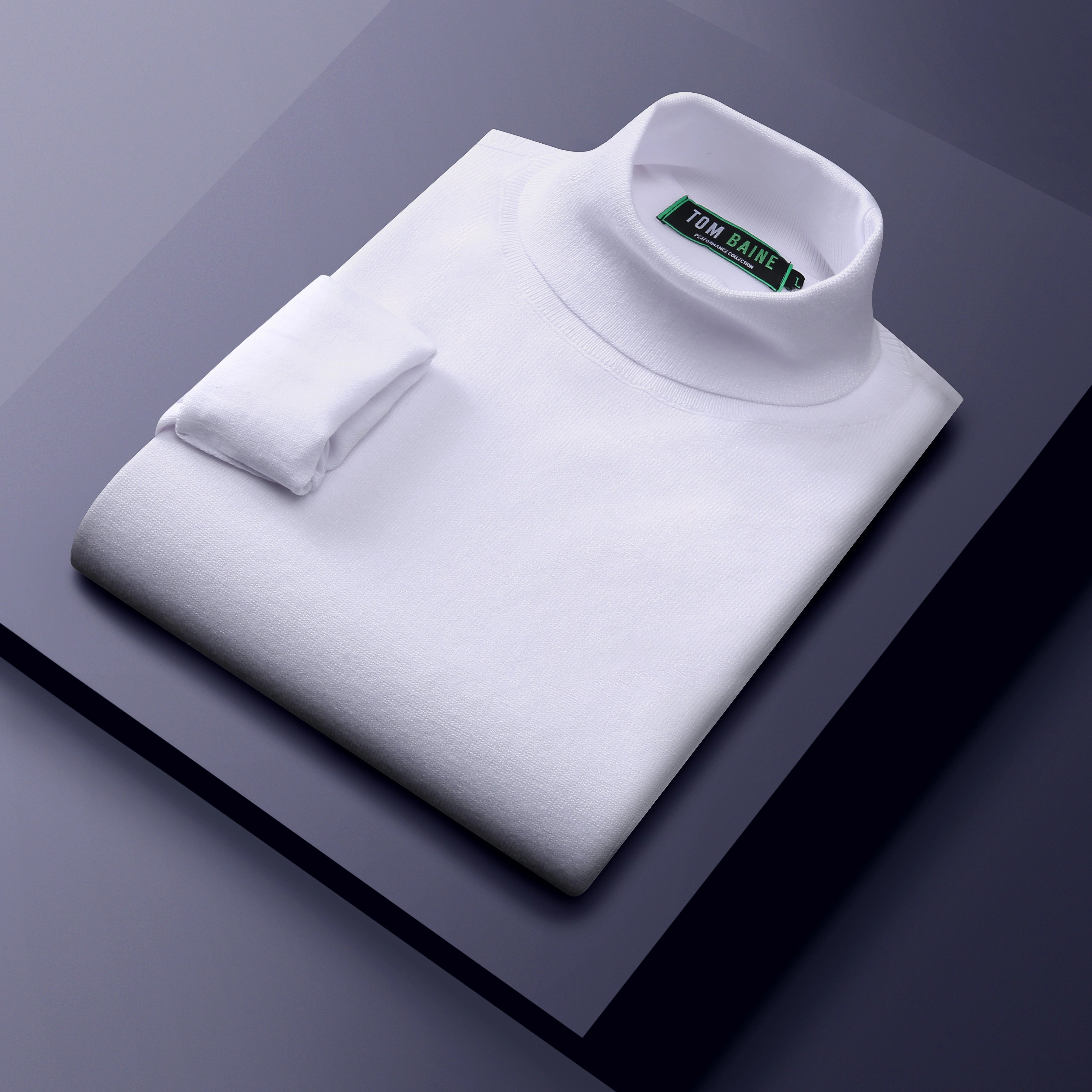 Tom Baine Slim Fit Performance Cotton Turtle Neck